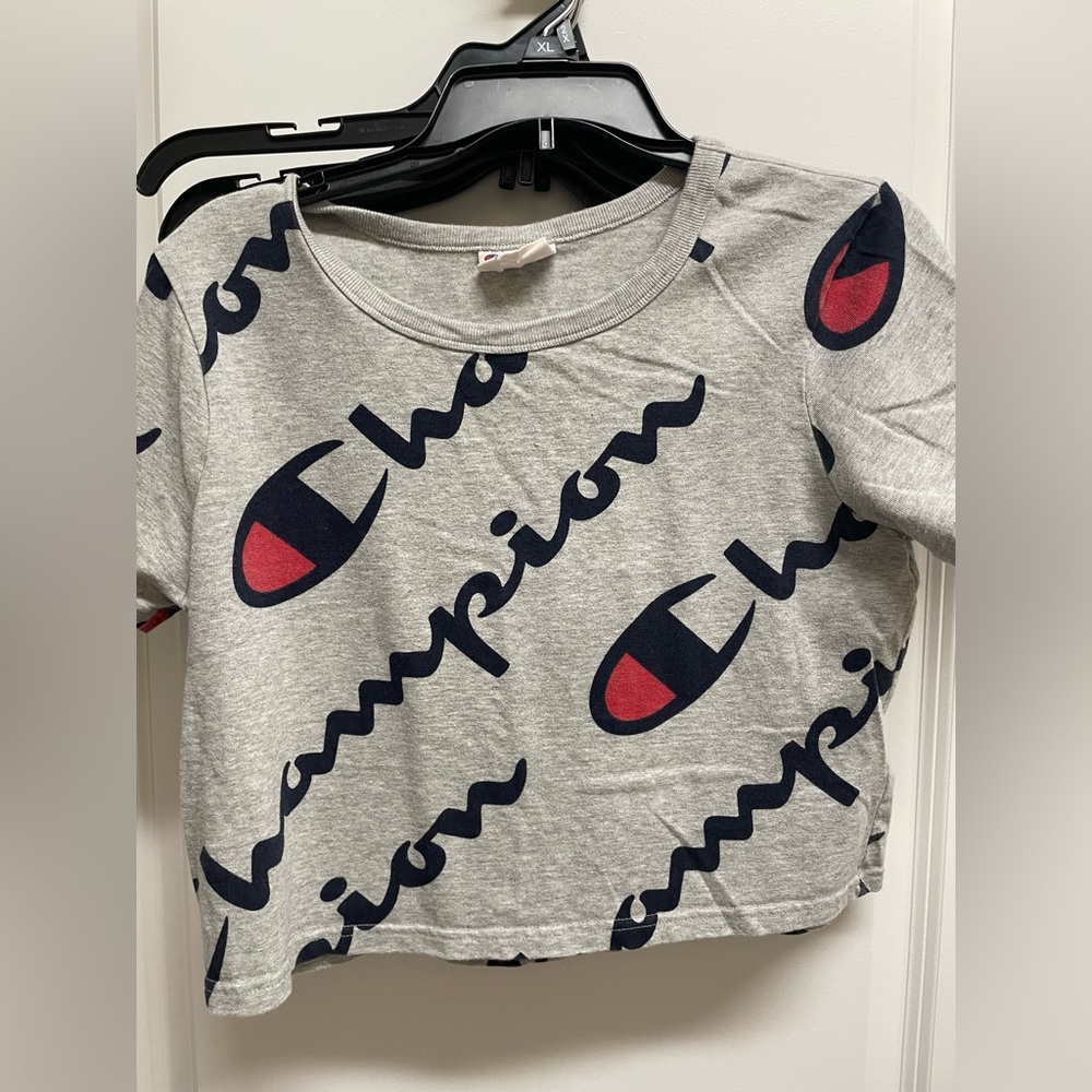Champion Gray Logo Crop T-Shirt